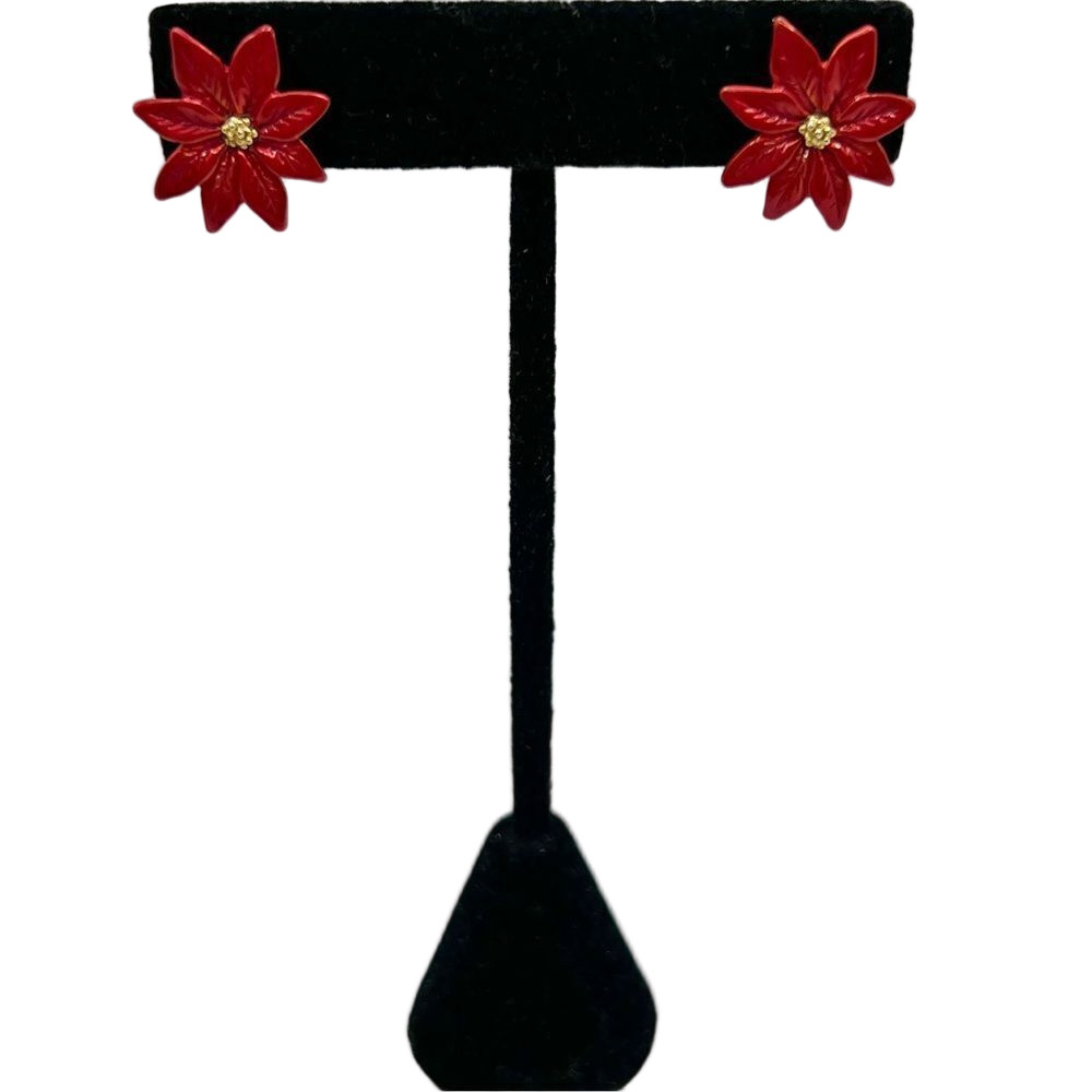Poinsettia Holiday Christmas Post Stud Earrings
